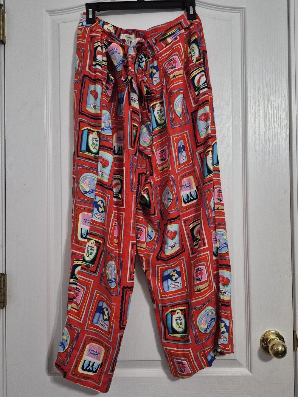Haver & Blair Colorful Food Novelty Graphic Wide Leg Crop Linen Women's Pants XL